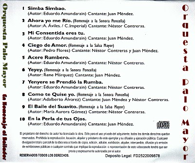 Orquesta Palo Mayor - En Homenaje Al Bailador (back cover)
